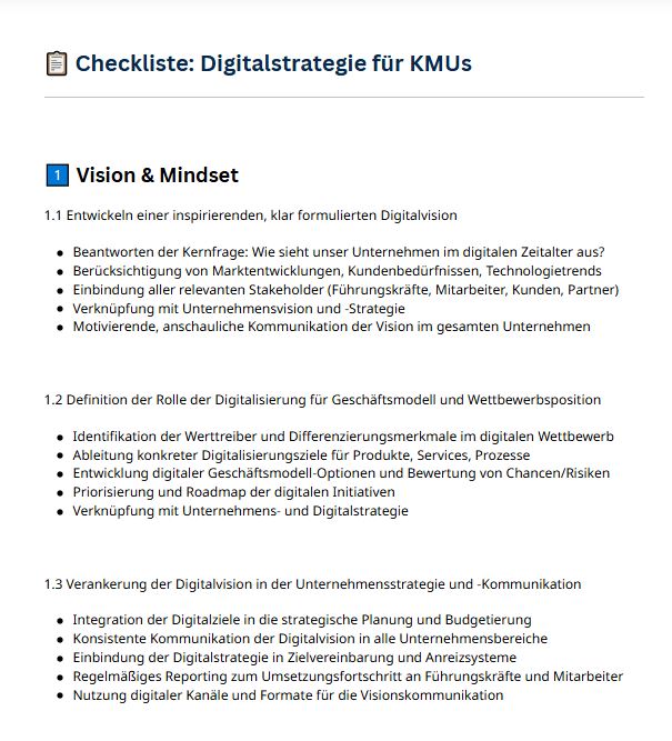 Checkliste Digitale Transformation & Digitalstrategie für KMU